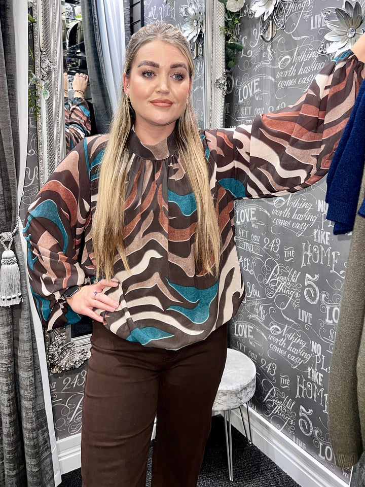 Chloe Abstract Zebra Print Bubblehem CHOCOLATE