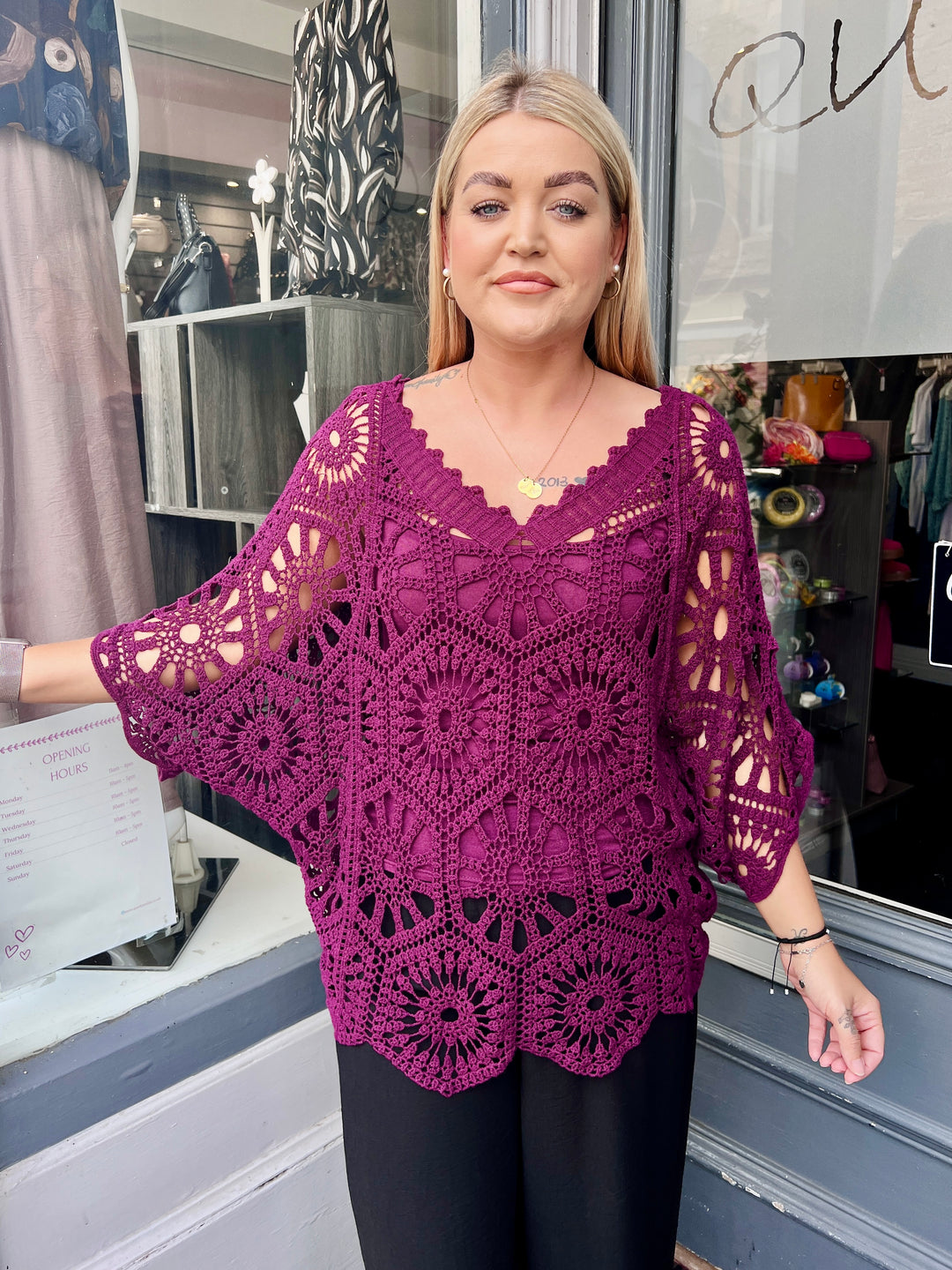Scarlett Crochet With Vest PLUM