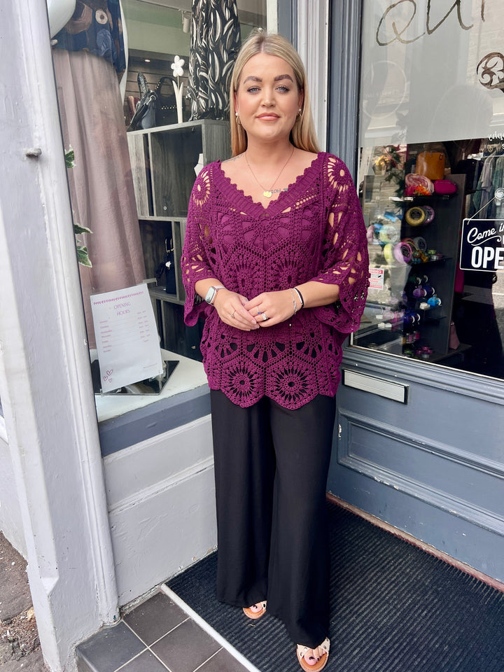 Scarlett Crochet With Vest PLUM