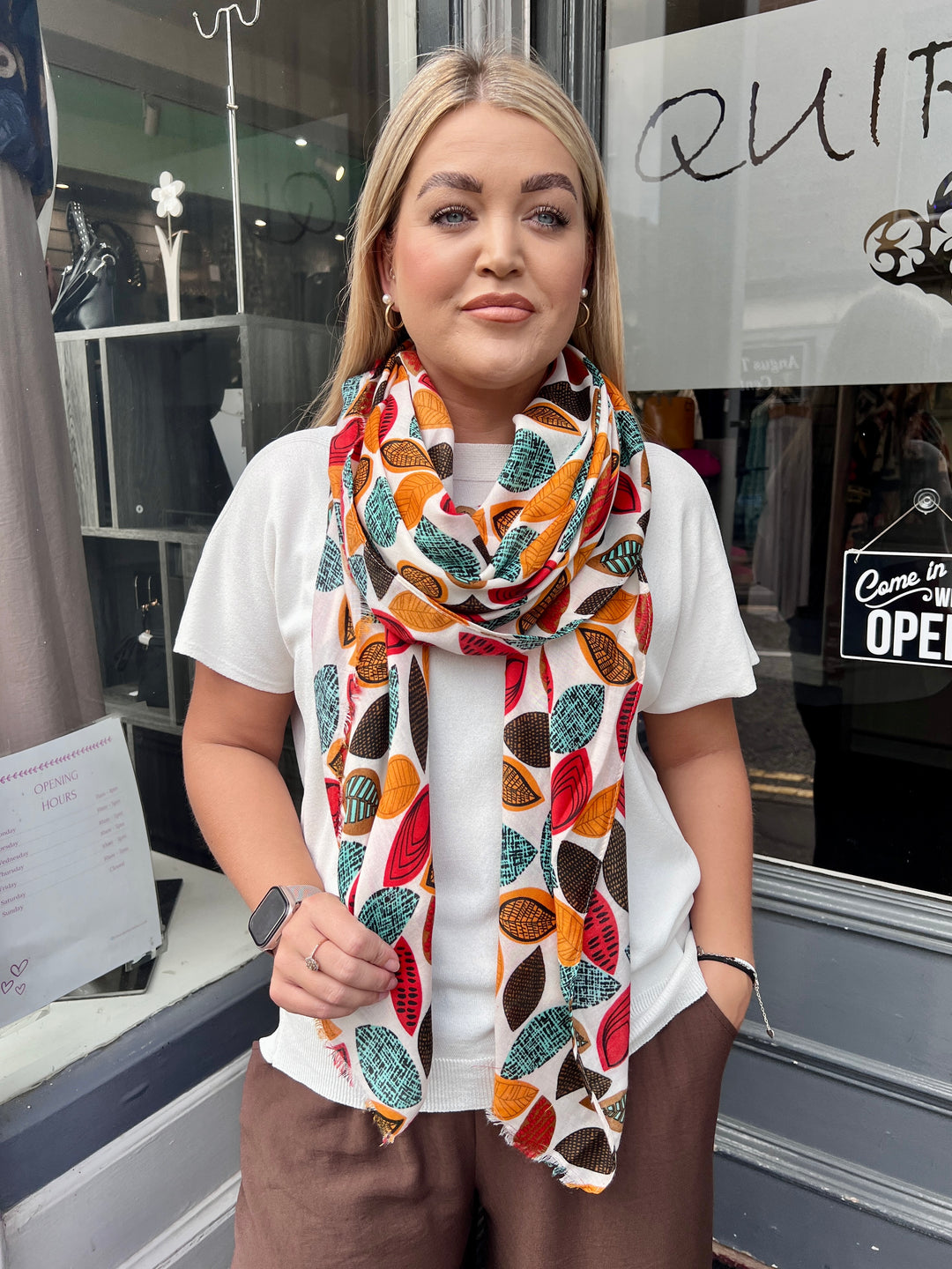 Leaf Print Scarf MULTICOLOUR