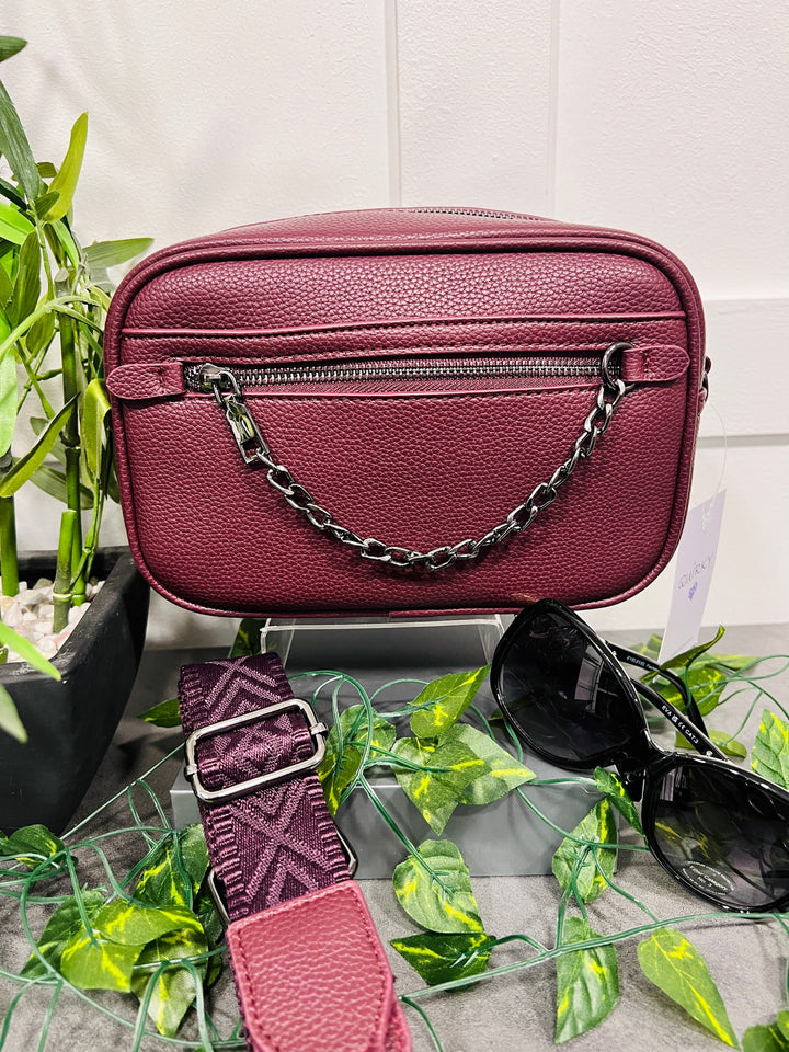 Edith Chain Detail Camera Bag BURGUNDY