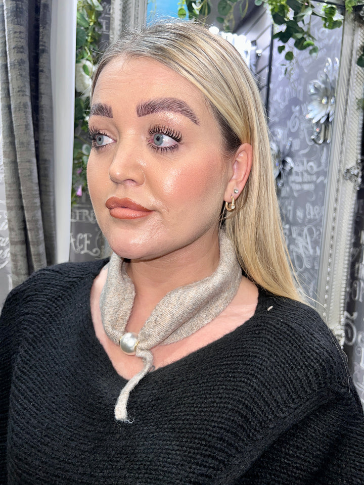 Knitted Magnetic Scarf TAUPE
