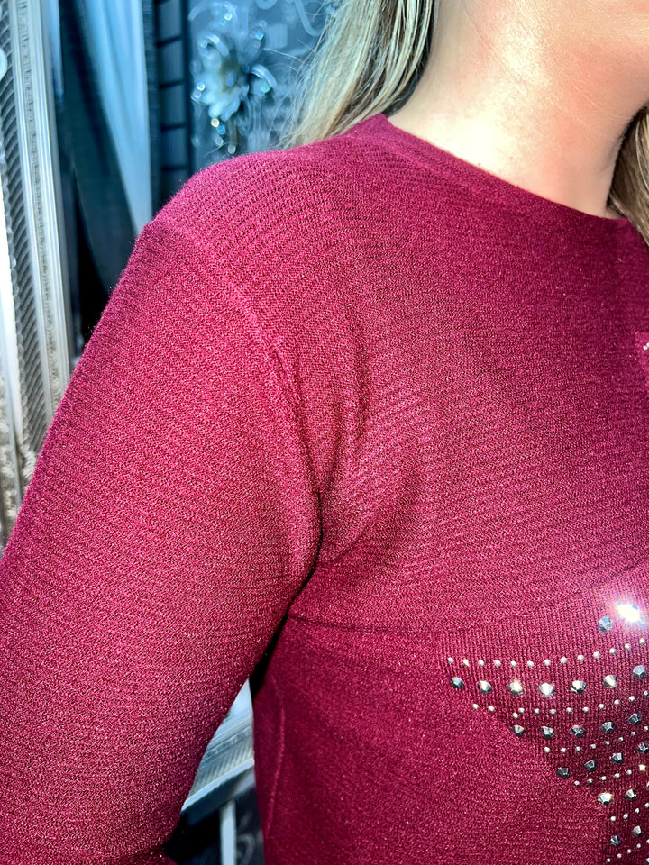 Aimee Star Design Jumper WINE