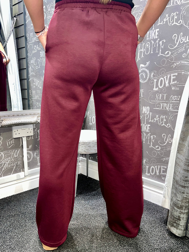 Lola Wide Leg Joggers BURGUNDY