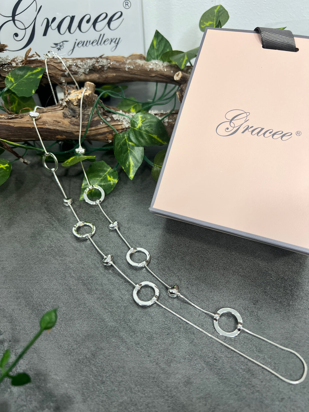 Gracee Long Circles Necklace SILVER
