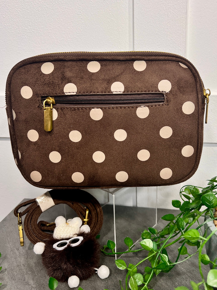 Polka Dot Suedette Camera Bag CHOCOLATE