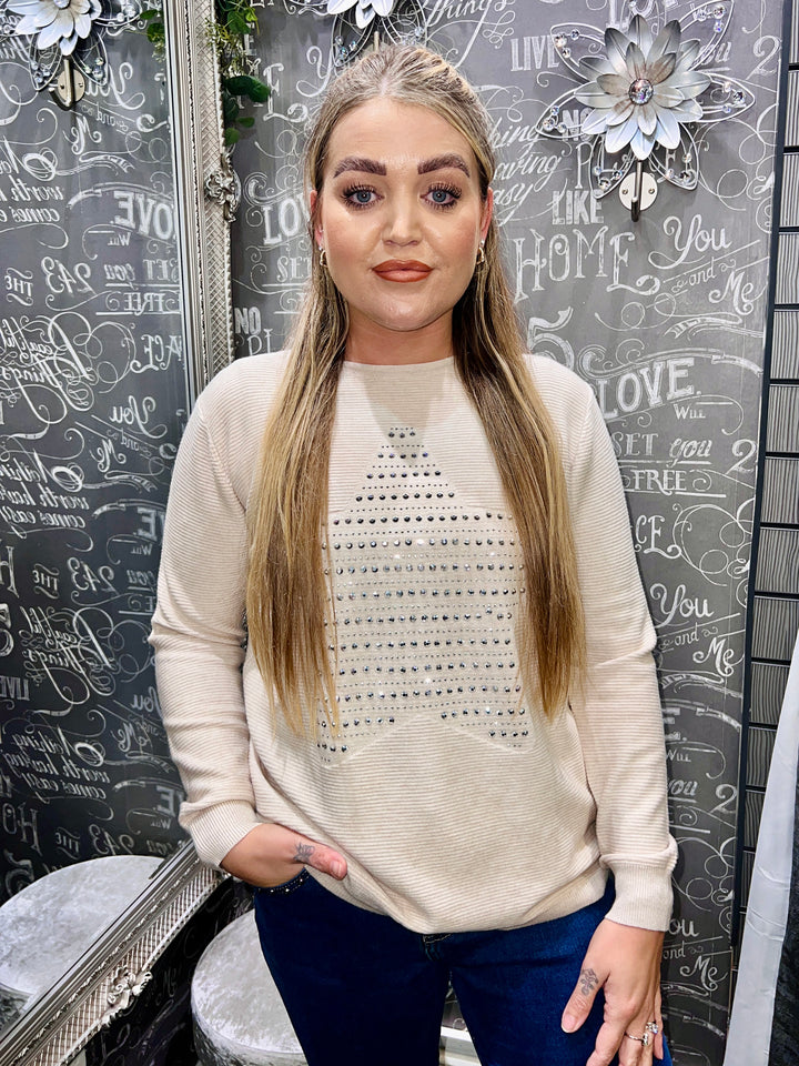 Aimee Star Design Jumper BEIGE