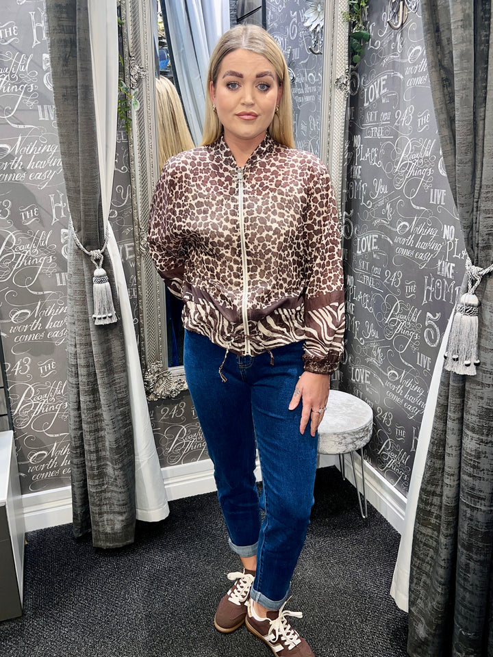 Leopard Print Lightweight Bomber Jacket