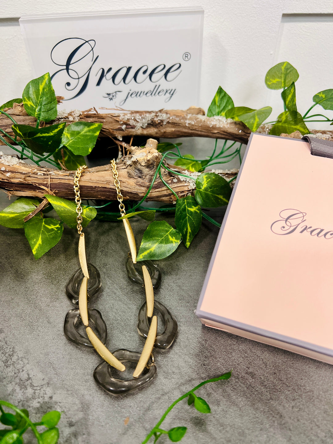 Gracee Short Distressed Oval Necklace GOLD