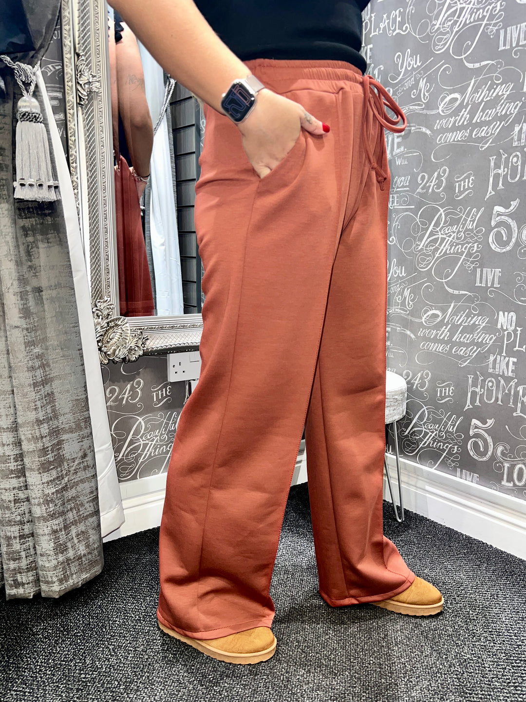 Lola Wide Leg Joggers TERRACOTTA