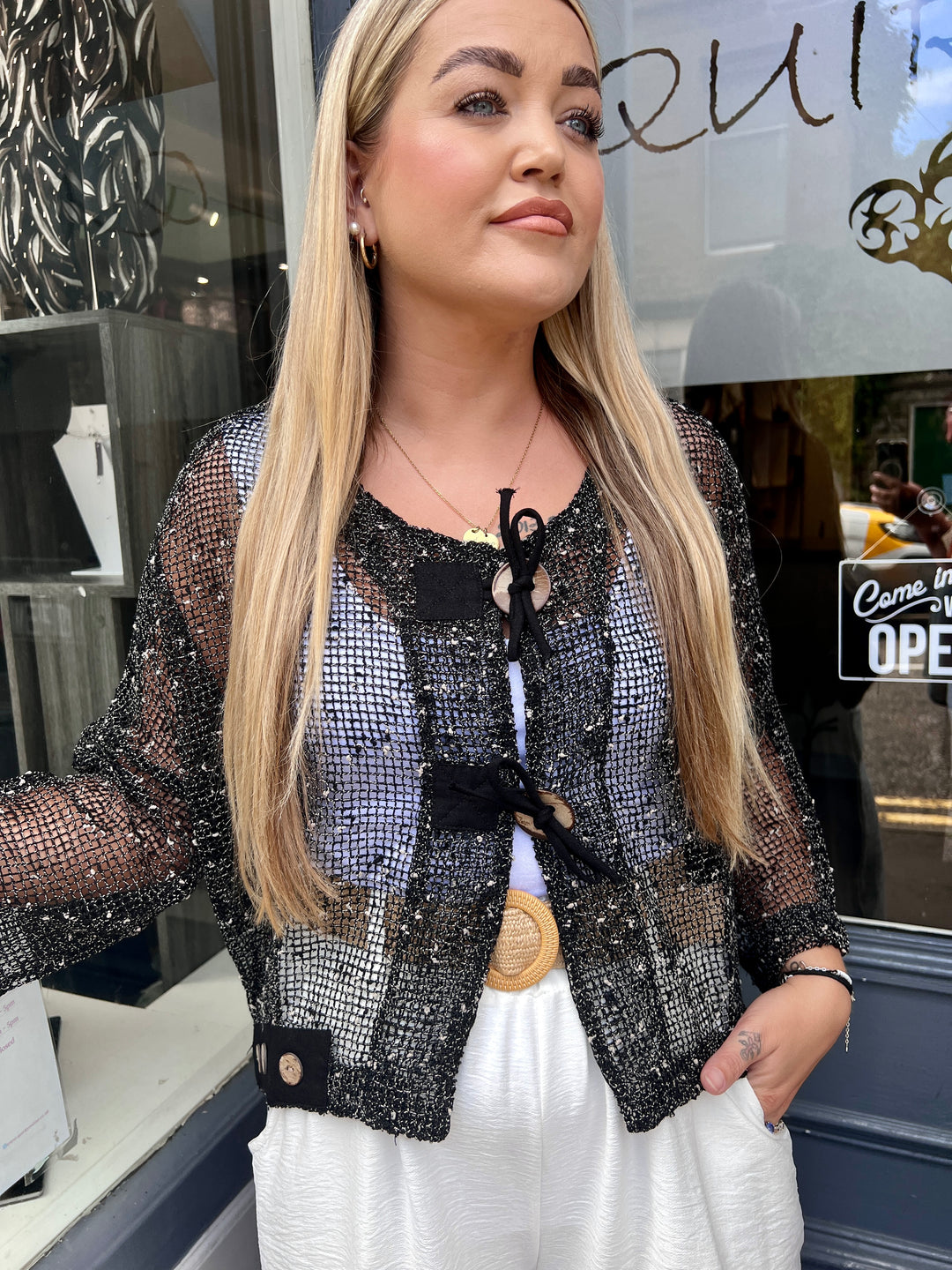 Florence Mesh Layering Jacket BLACK
