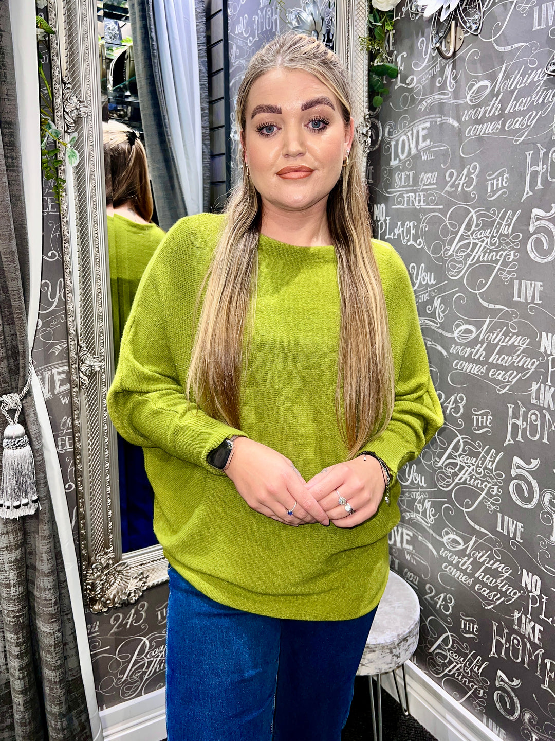 Darcie Batwing Jumper OLIVE
