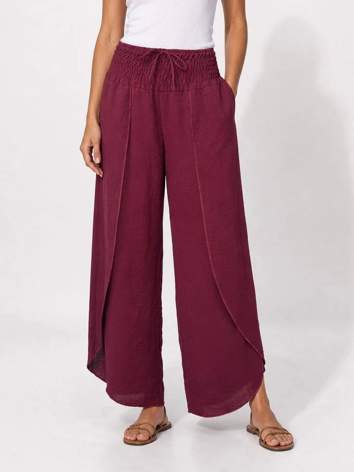 Saffron Tulip Hem Trousers WINE