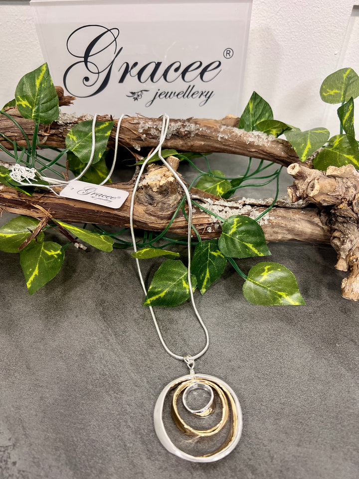 Gracee Mixed Circle Necklace SILVER/GOLD