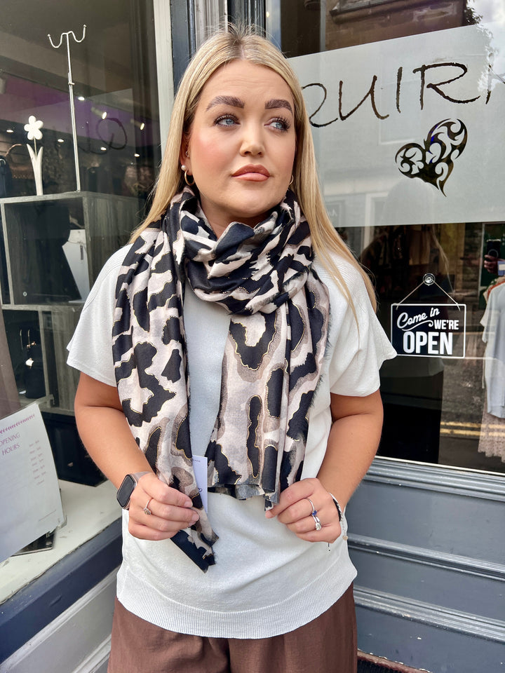 Leopard Print Scarf BEIGE