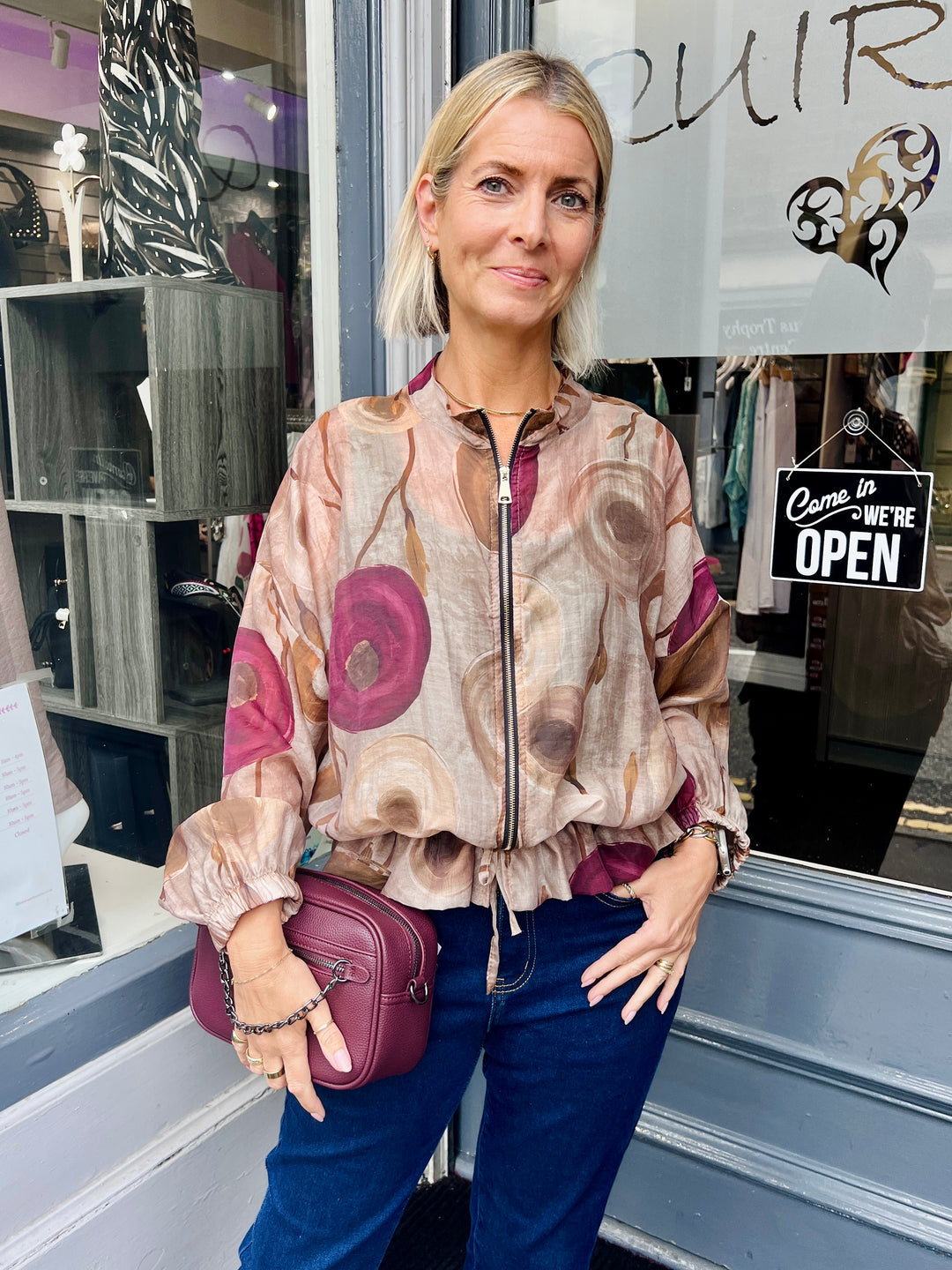Jevan Sheer Bomber Jacket BEIGE