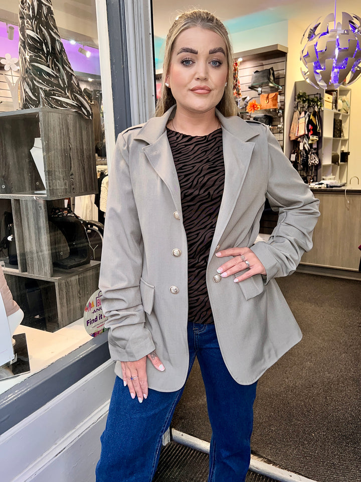 Marnie Gold Button Blazer TAUPE