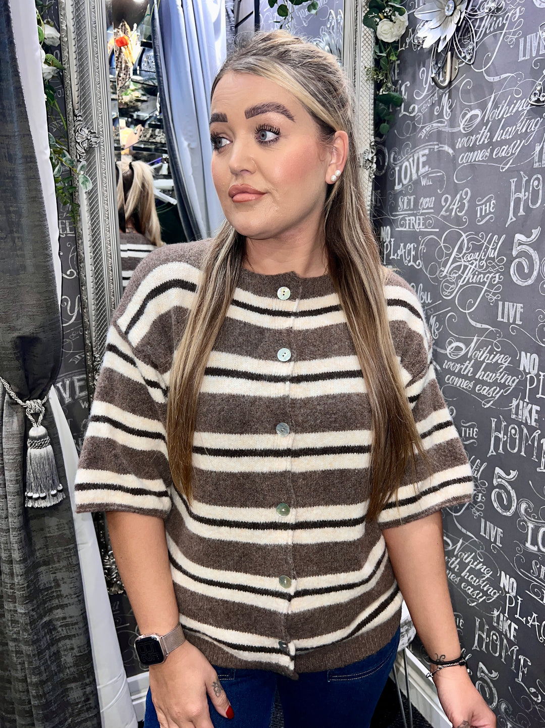 Callen Striped Knit MOCHA