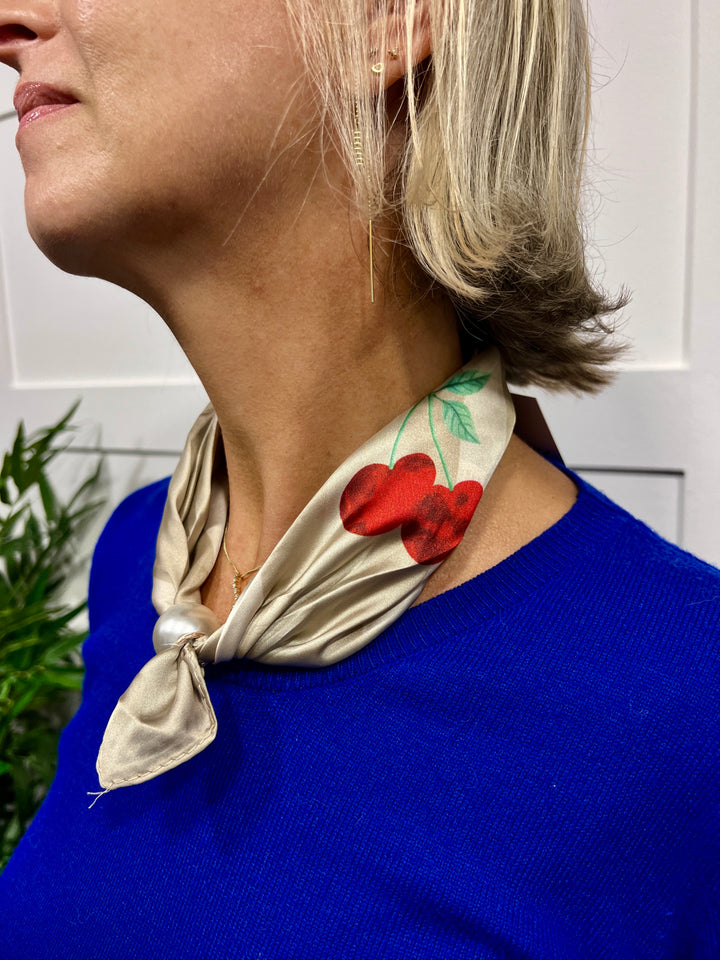 Cherries Magnetic Neck Scarf BEIGE