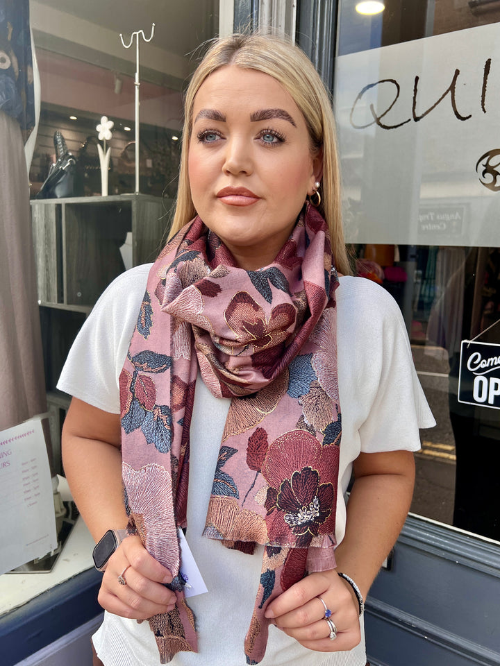 Elegant Flower Scarf DUSKY PINK