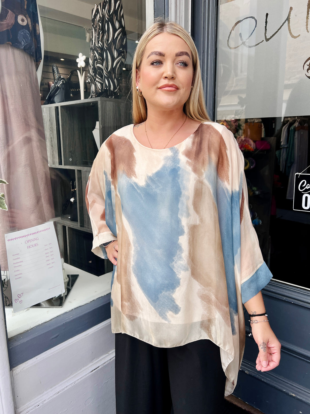 Grace Floaty Silk Blouse DENIM