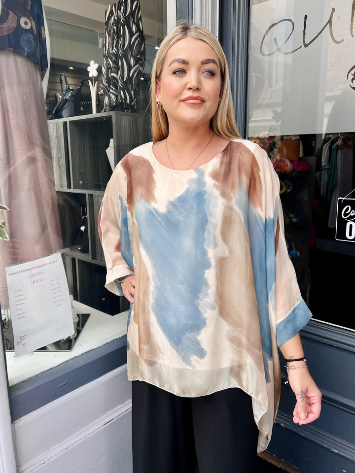 Grace Floaty Silk Blouse DENIM
