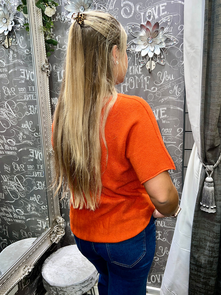 Brooke V Neck Fine Knit RUST