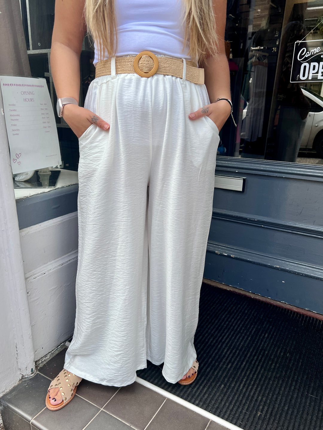 Isla Wide Leg Trousers With Belt WHITE