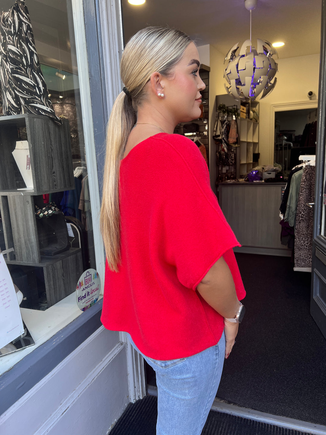 Sandi Italian Soft Knit Short Sleeve Jumper RED