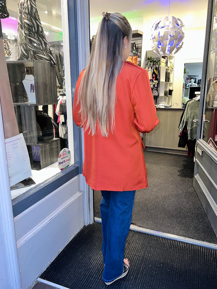 Marnie Gold Button Blazer RUST