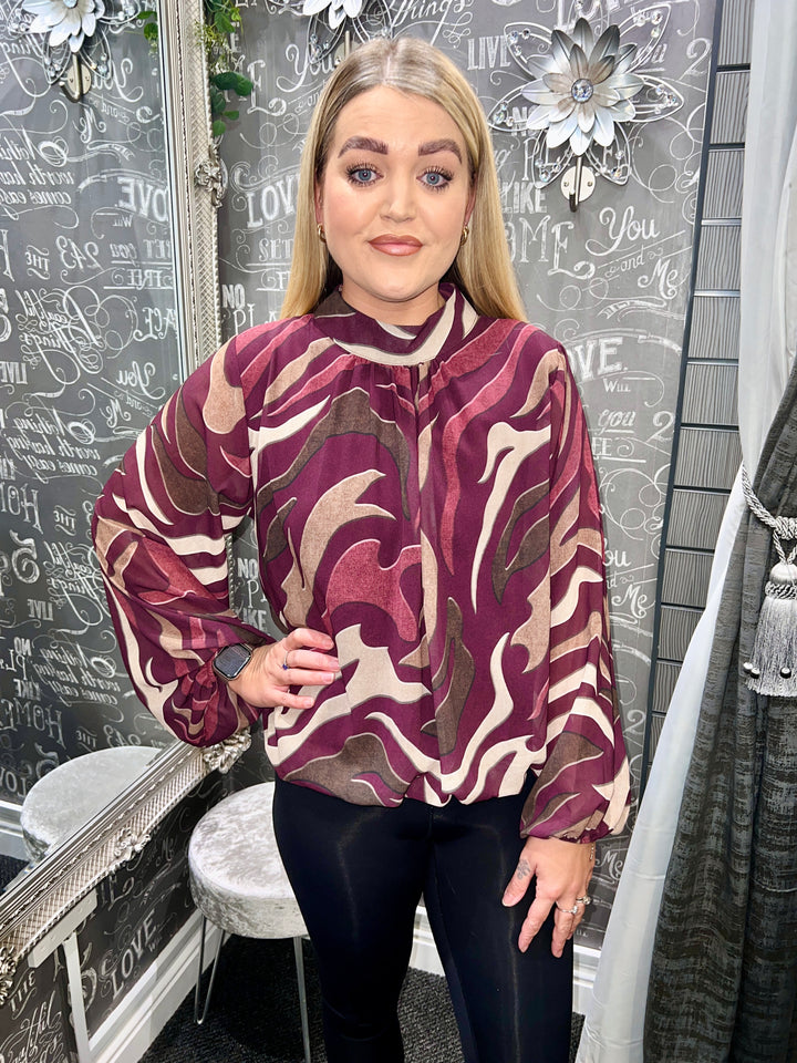 Chloe Abstract Zebra Print Bubblehem WINE