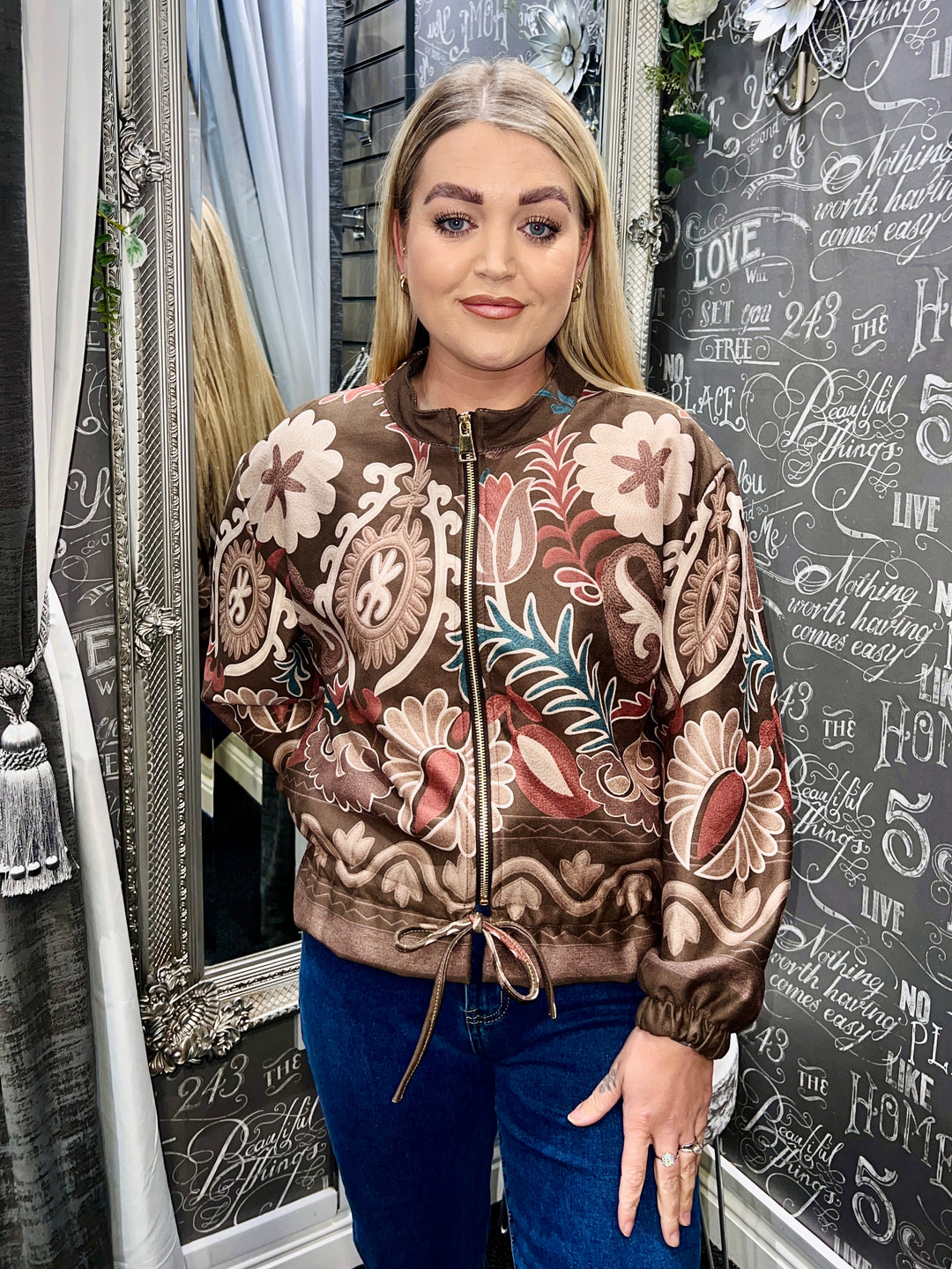 Ariana Soft Feel Floral Jacket BROWN