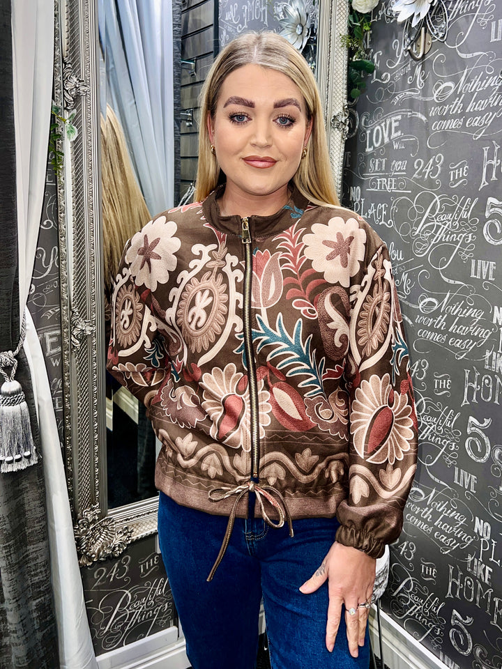 Ariana Soft Feel Floral Jacket BROWN
