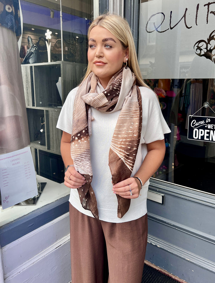 Abstract Gold Foil Scarf BROWN