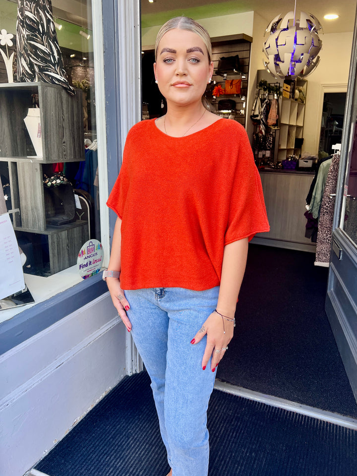 Sandi Italian Soft Knit Short Sleeve Jumper RUST