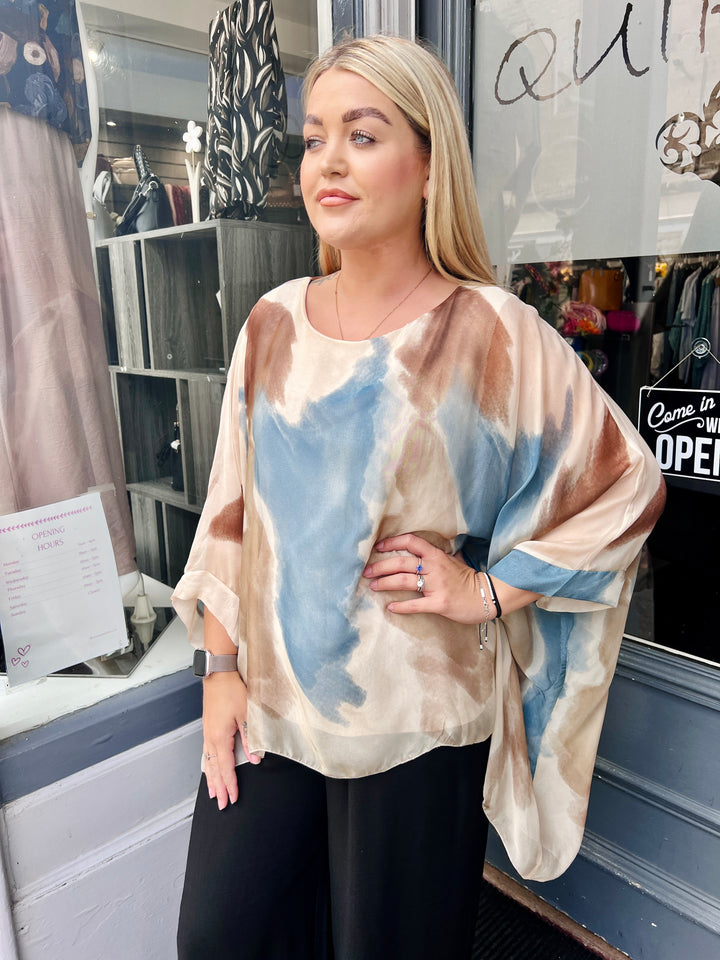 Grace Floaty Silk Blouse DENIM