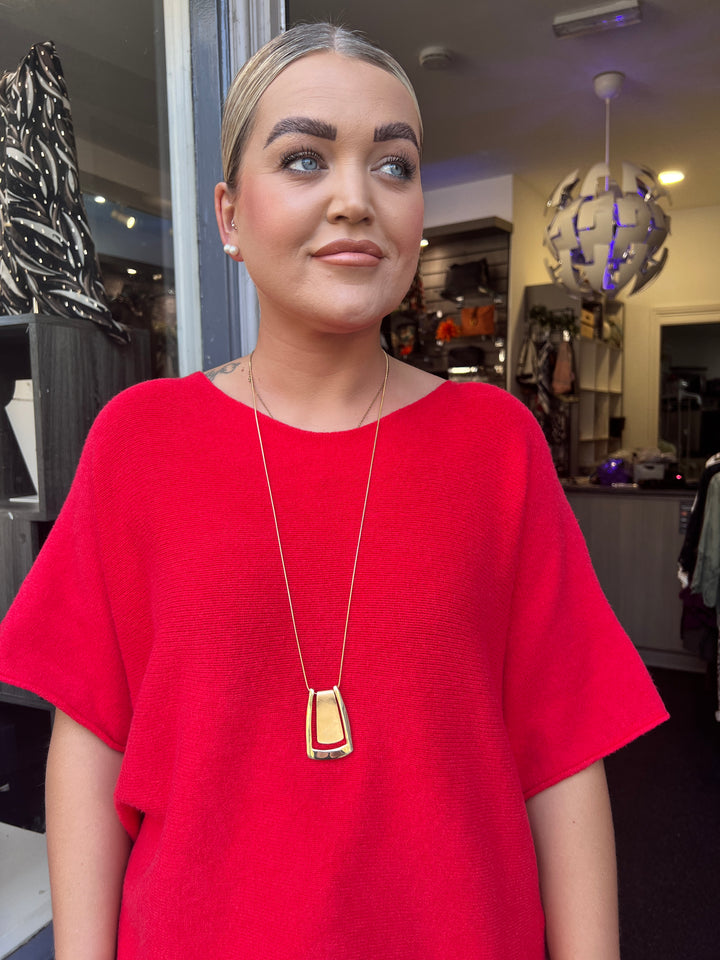 Sandi Italian Soft Knit Short Sleeve Jumper RED