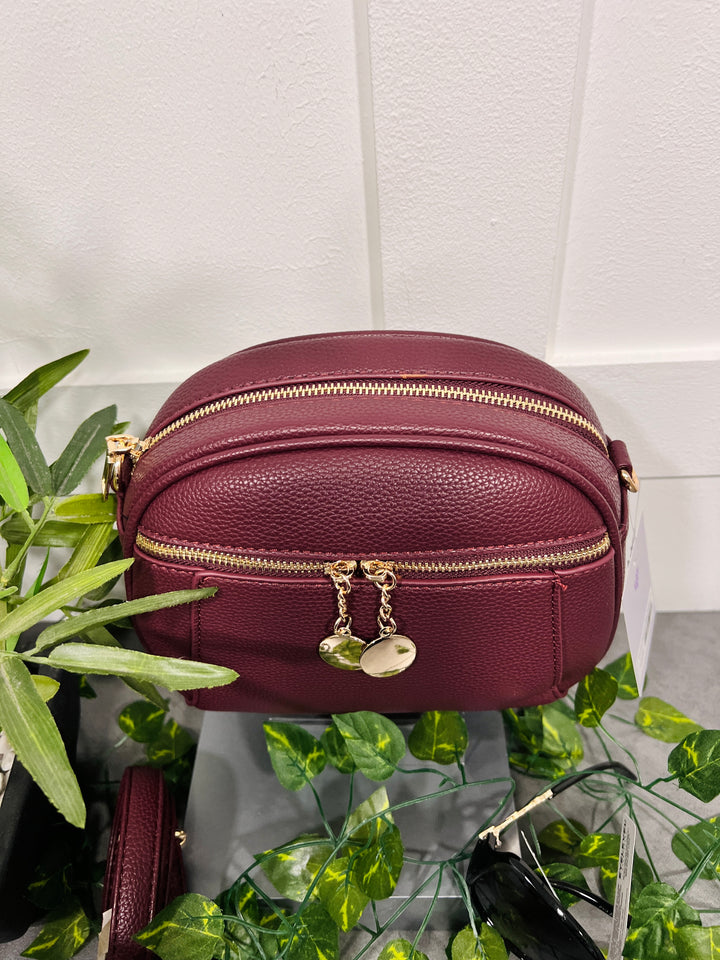 Toyah Gold Disc Zip Camera Bag BURGUNDY