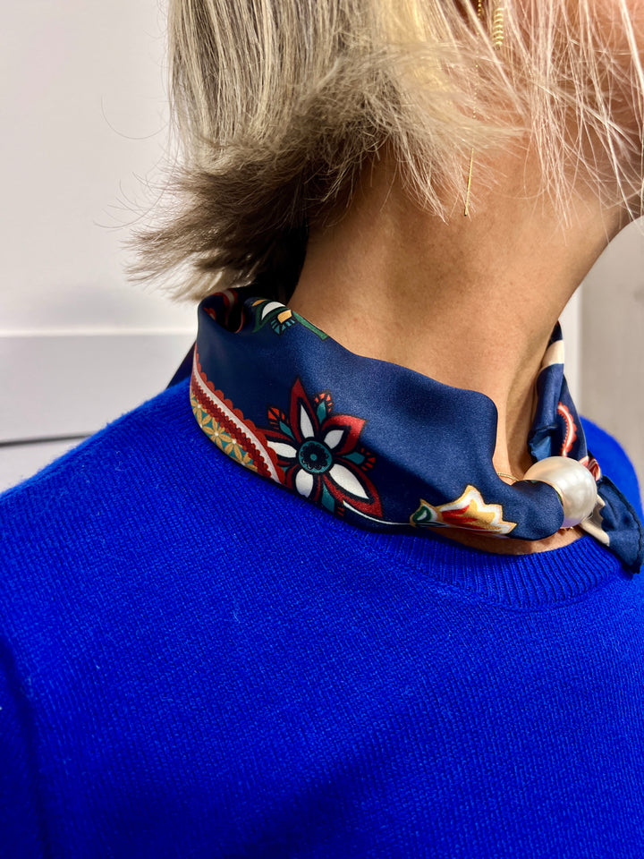 Floral/Paisley Magnetic Scarf NAVY