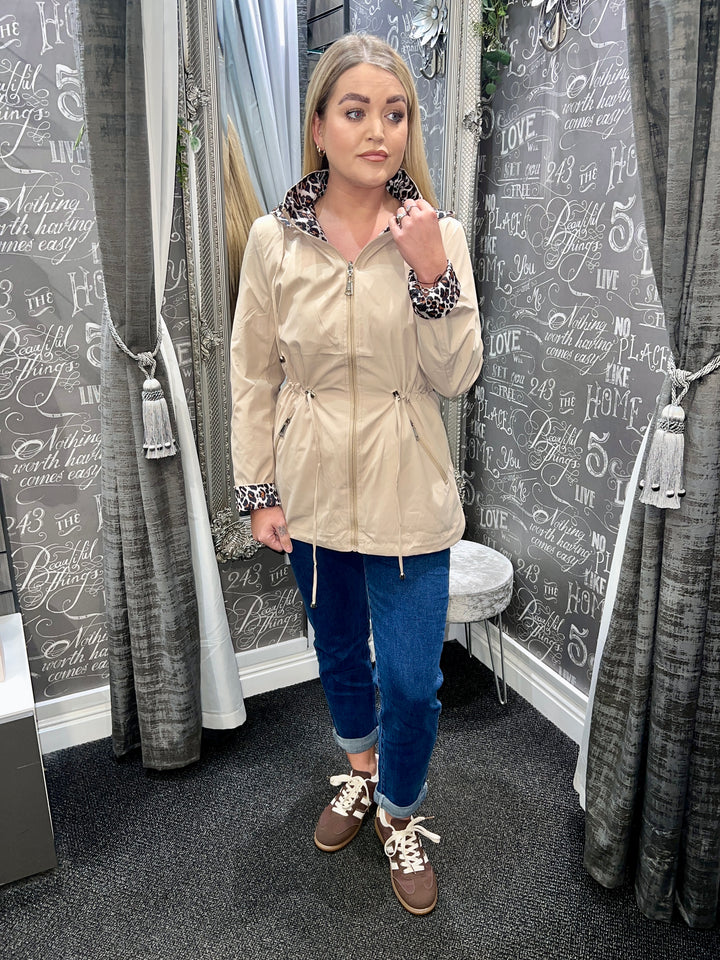 Roxy Animal Print Reversible Rain Coat BEIGE
