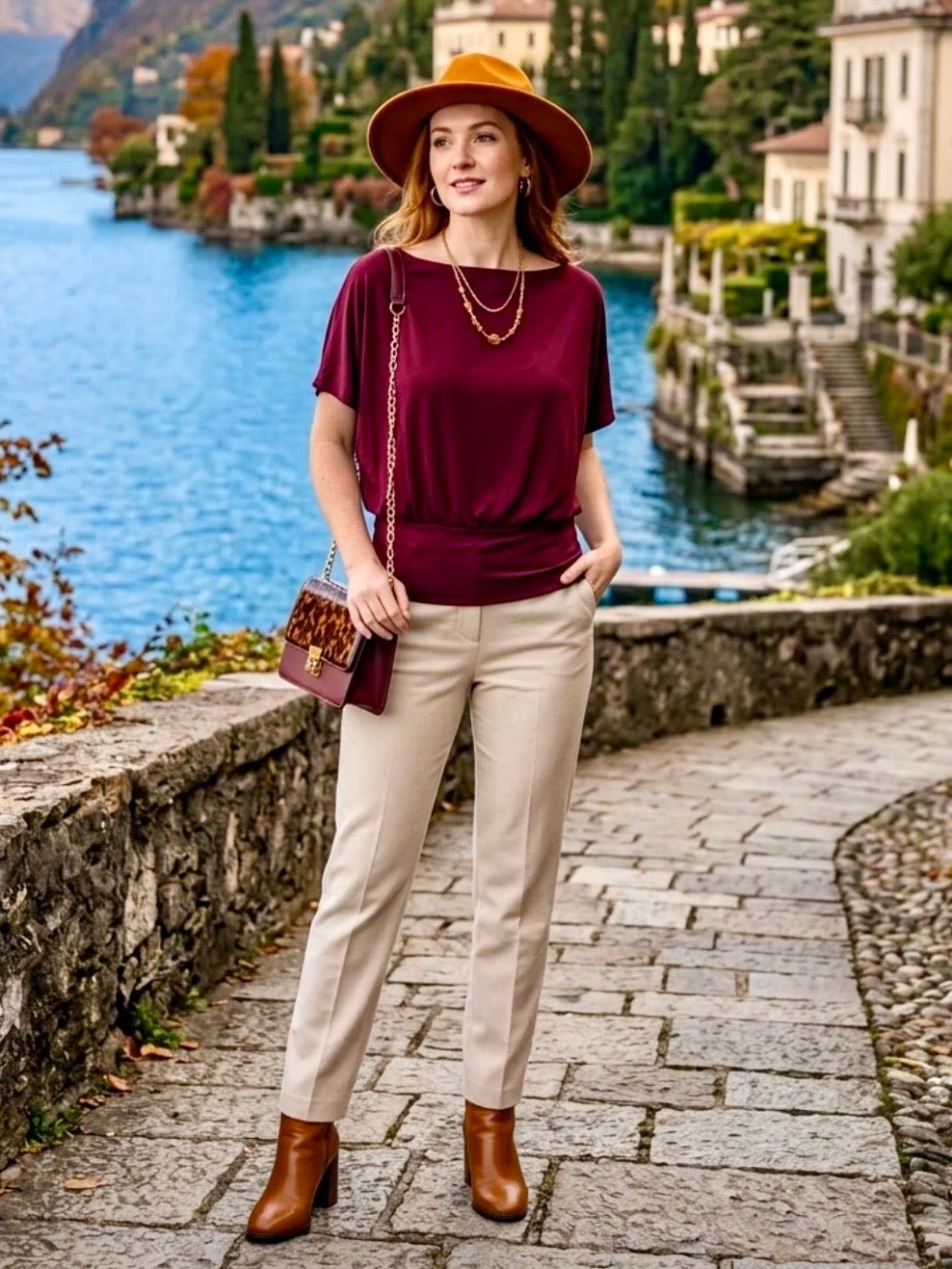 Millie Jersey Batwing Top WINE