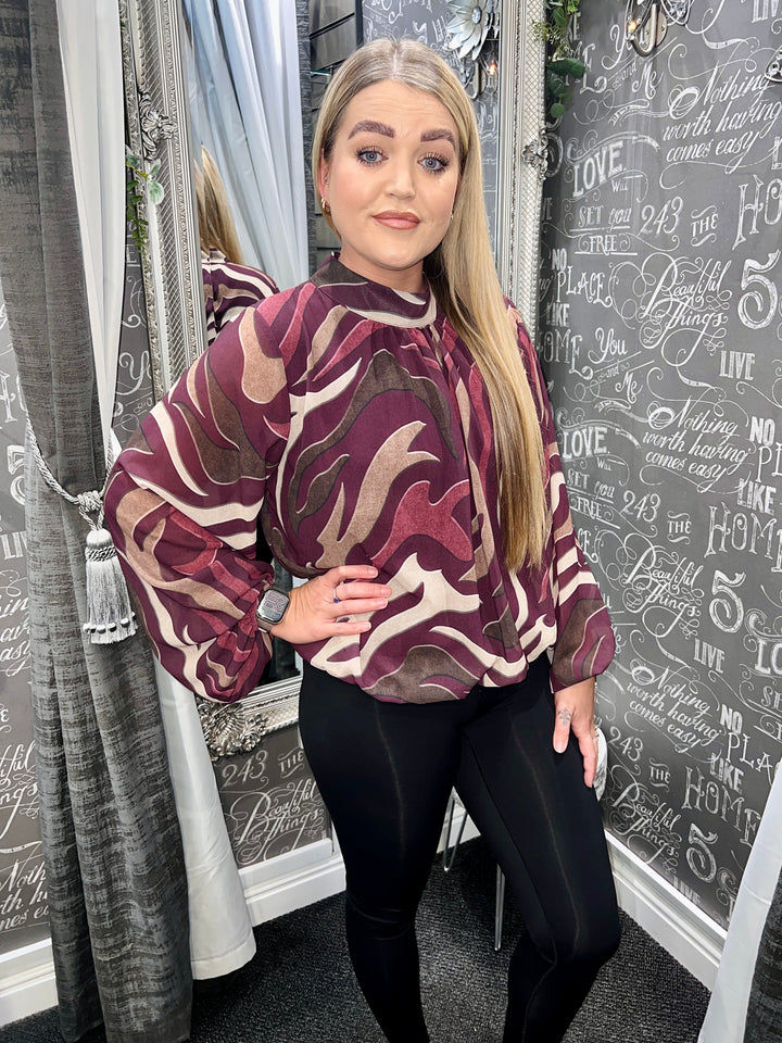 Chloe Abstract Zebra Print Bubblehem WINE