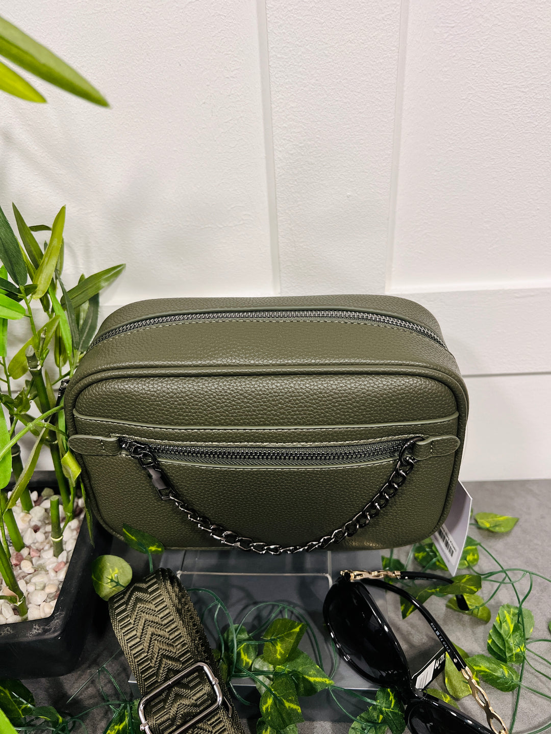 Edith Chain Detail Camera Bag KHAKI