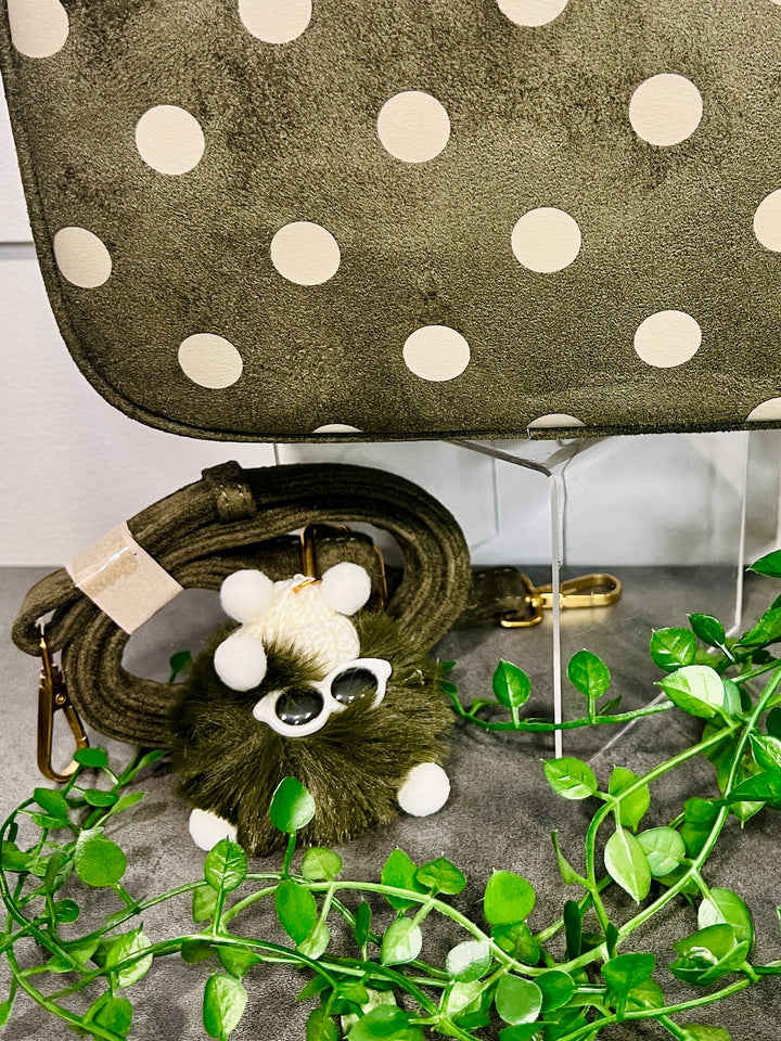 Polka Dot Suedette Camera Bag KHAKI