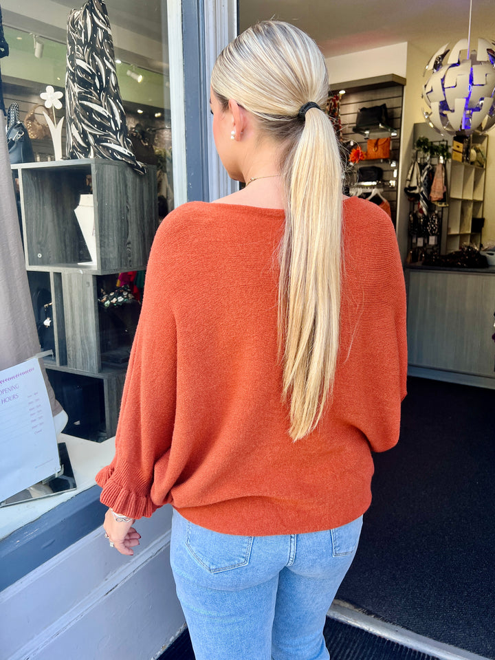 Klara Frill Sleeve Knit RUST