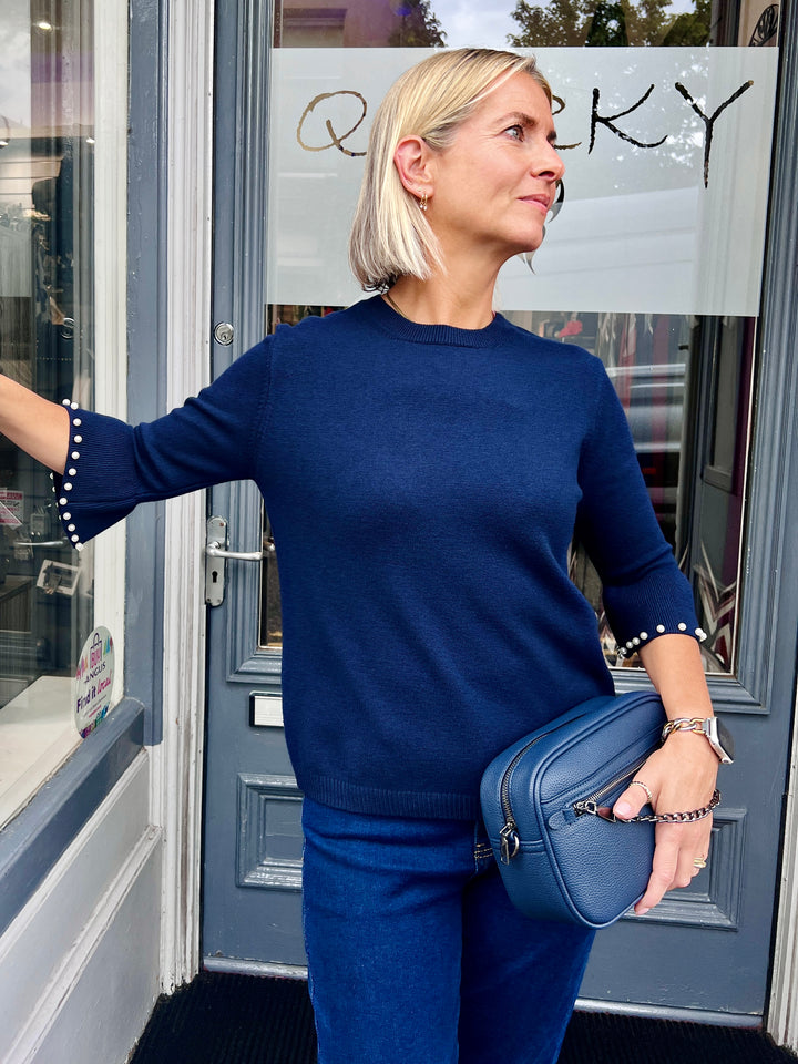 Harriet Pearl Sleeve Knit NAVY
