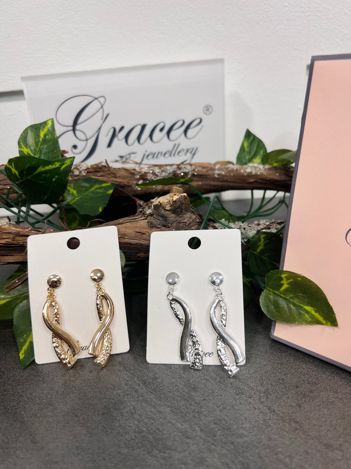 Gracee Textured Twist Earrings SILVER