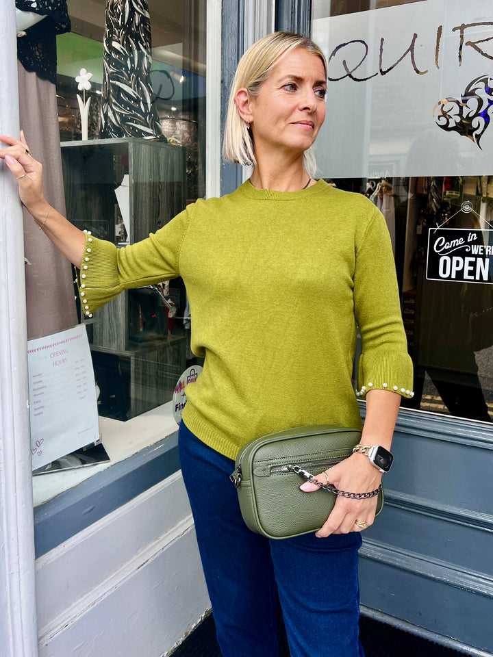 Harriet Pearl Sleeve Knit PISTACHIO