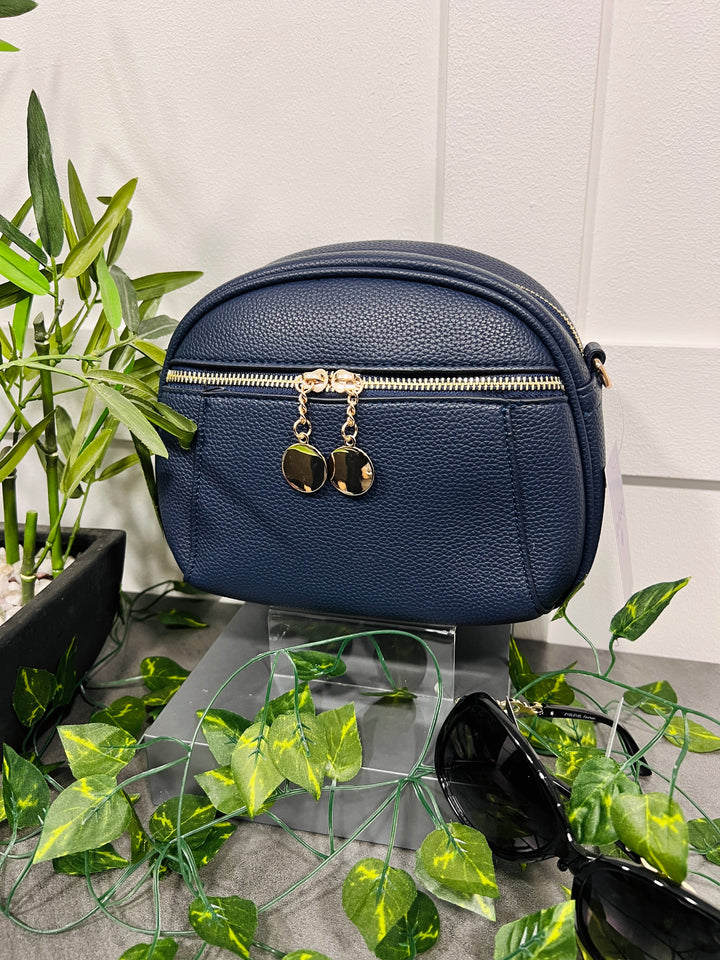 Toyah Gold Disc Zip Camera Bag NAVY