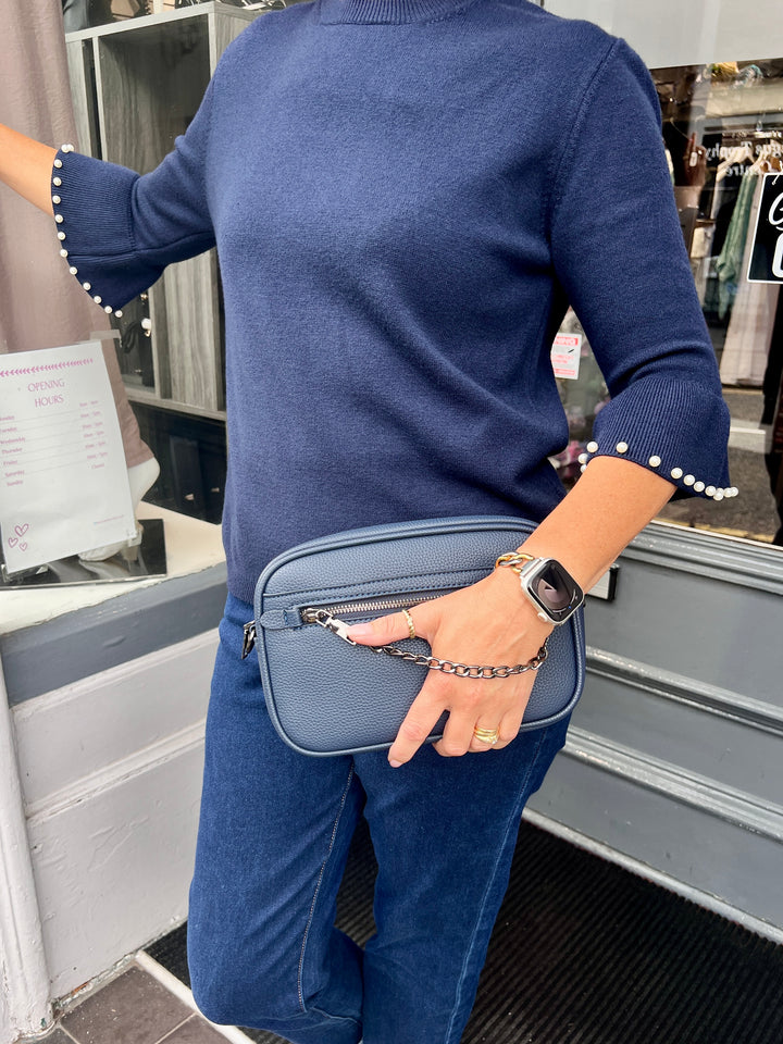 Harriet Pearl Sleeve Knit NAVY